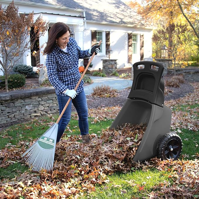 Simplay3 Easy Haul Durable Wheelbarrow with Garden Tool Storage Tray - Large Easy Turn Wheels - Gray - Made in USA