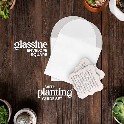 50 Sets of Square Planting Guide with Glassine Envelopes – Perfect for Seed Paper Products, Wedding Favors, and Gift Sets (Square Shape)