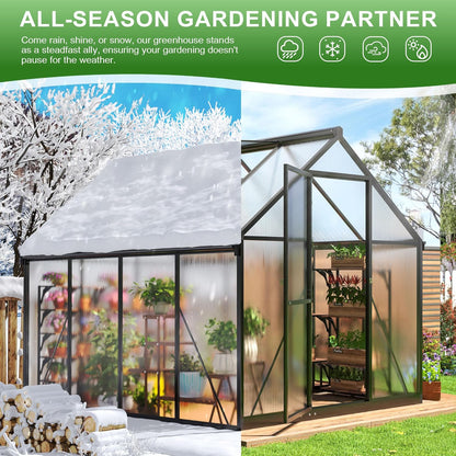 Polar Aurora 6x8 FT Greenhouse, Quick Aluminum Assembly Structure Polycarbonate Greenhouse, Walk-in Greenhouses for Outdoors with Ventilated Windows, Green Houses for Outside Backyard Garden