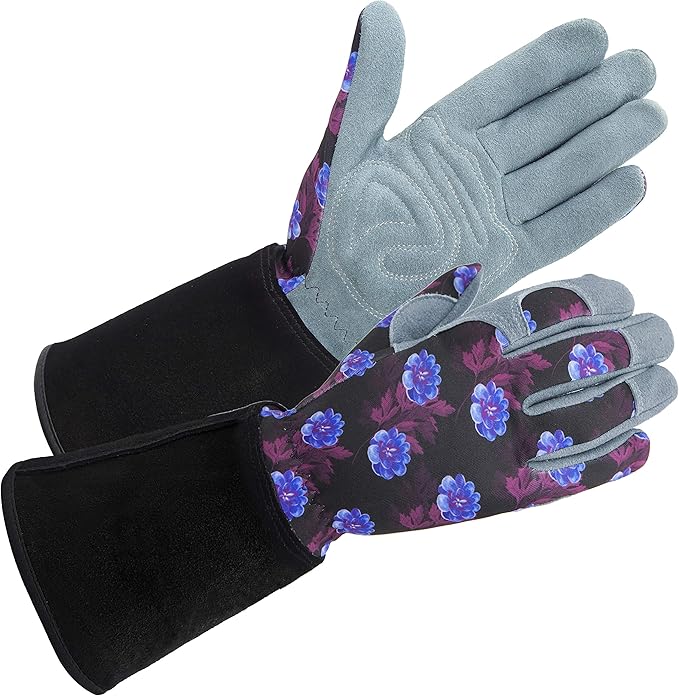 SKYDEER Women's Gardening Gloves - Genuine Deerskin Suede, Ultra-Soft Padded, Comfort Fit for Outdoor Work (SD6613LL/M)