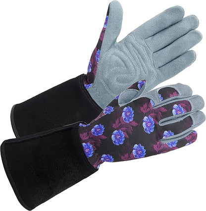 SKYDEER Women's Gardening Gloves - Genuine Deerskin Suede, Ultra-Soft Padded, Comfort Fit for Outdoor Work (SD6613LL/M)