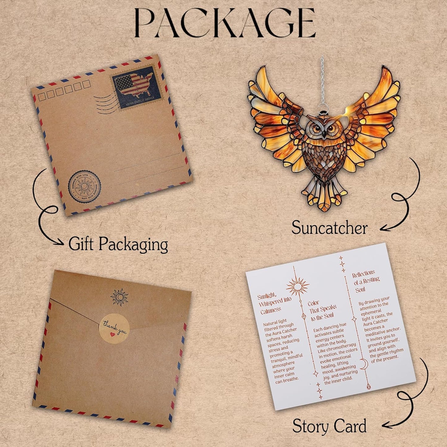 Mandala Owl Acrylic Suncatcher Stained Glass Effect Window Car Hanging Christmas Ornament Indoor Outdoor Decor Garden Sun Catcher Gifts Boho Spiritual Native American Decorations for Women Mom Grandma