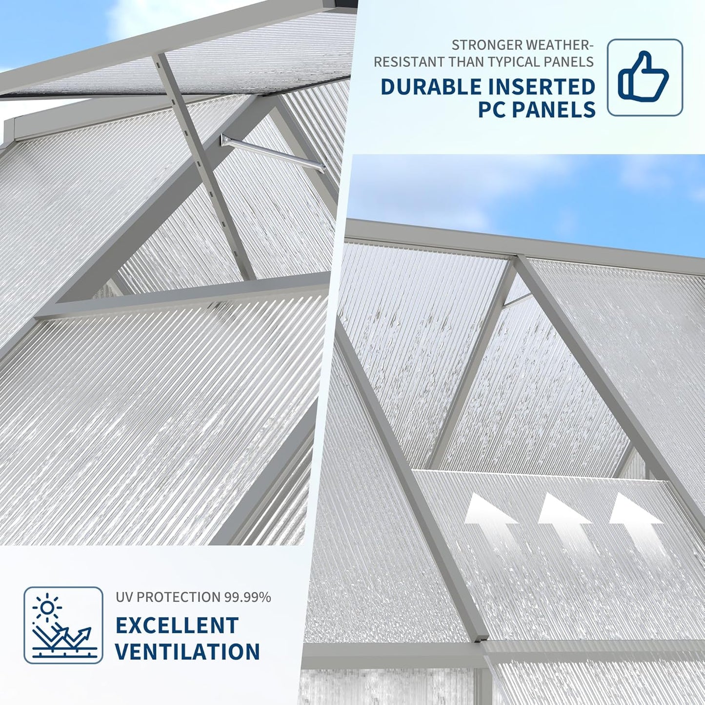 6'X9' Aluminum-Framed Polycarbonate Greenhouse, Heavy Duty Polycarbonate Greenhouse with Quick Setup Structure and Roof Vent, Large Enhanced Aluminum Greenhouses Kit for Outdoors