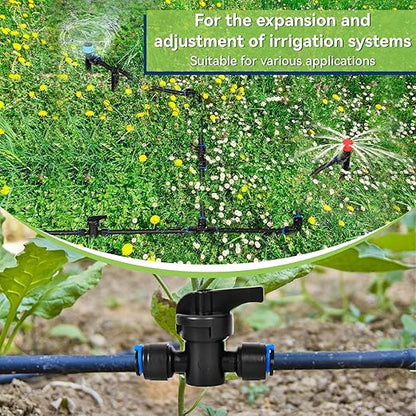20 Pack 1/4" Drip Irrigation Shut Off Valve, Quick Connect Universal Drip Irrigation Tubing Coupling Valve, Connector Locking Fitting for Sprinkler or Drip Irrigation System