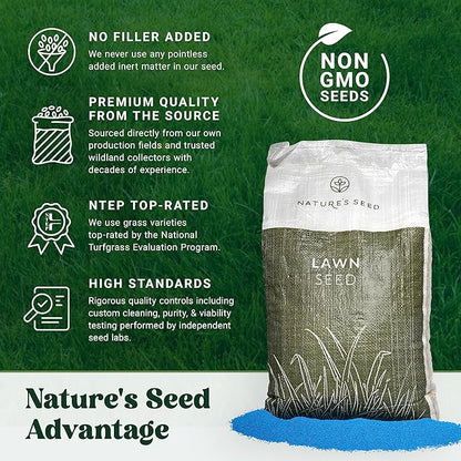 Nature's Seed TWCA Water-Wise Northwest Turf Grass Seed Mix Blend, Shade and Drought Tolerant, for Garden, Lawn, Yard, Low Water, Requires 30-50% Less, 5 Lbs
