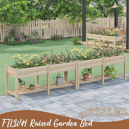 FILWH Raised Garden Bed with Legs Elevated Wooden Planter Box Stand Large Planter Stand Box for Fruits Vegetables Flowers with Divider with Bag - 72 * 24 * 30.5IN