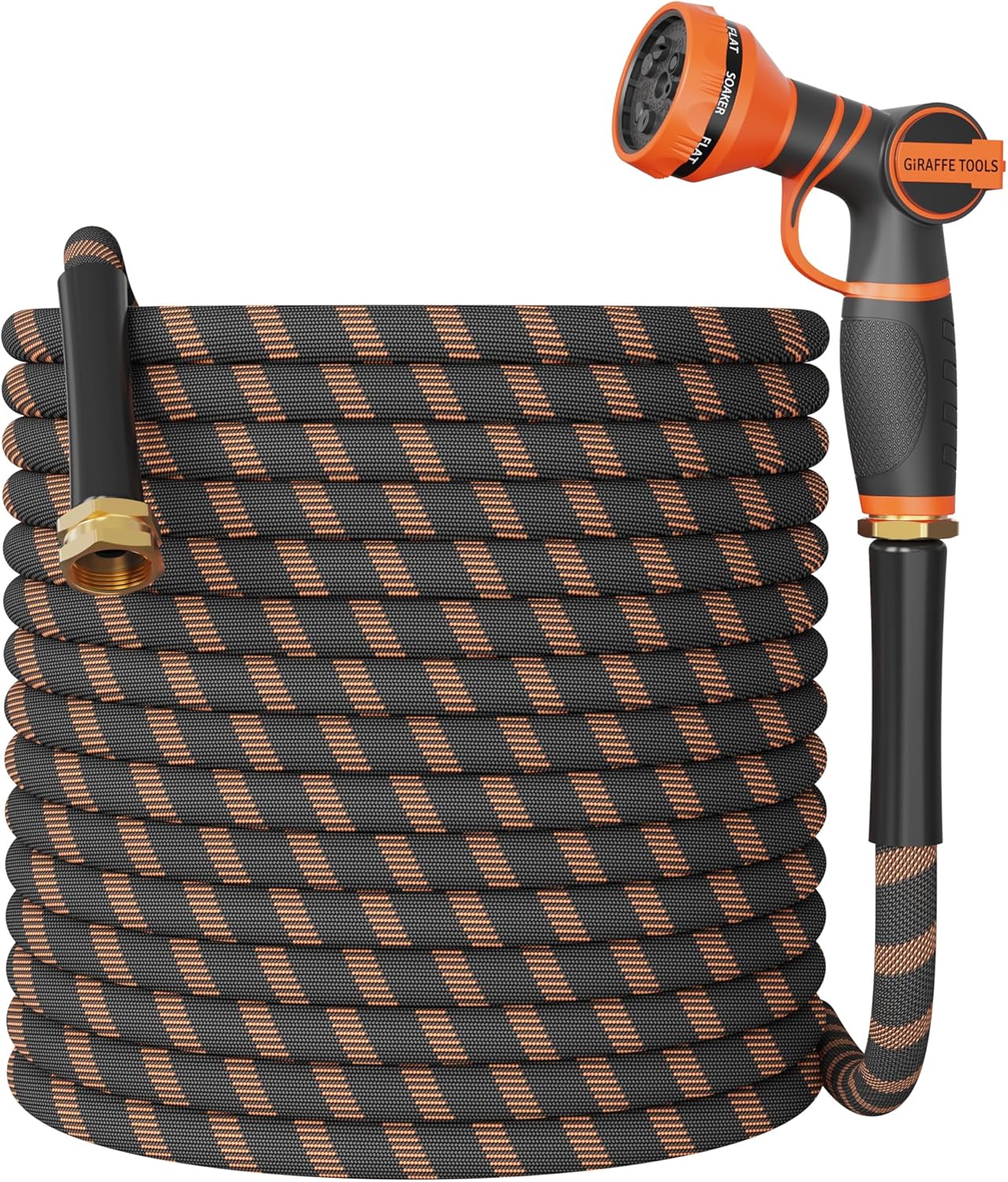 Giraffe Tools Garden Hose 100FT 1/2” Non-Expandable Lightweight Flexible Water Hoses Burst 600 psi with 9 Spray Function Nozzle Heavy Duty Hose