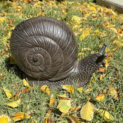 Cast Iron Snail Sculpture (8.1" Tall) - Rust Brown Unique Garden and Indoor/Outdoor Decorative Ornament Statue HC8431