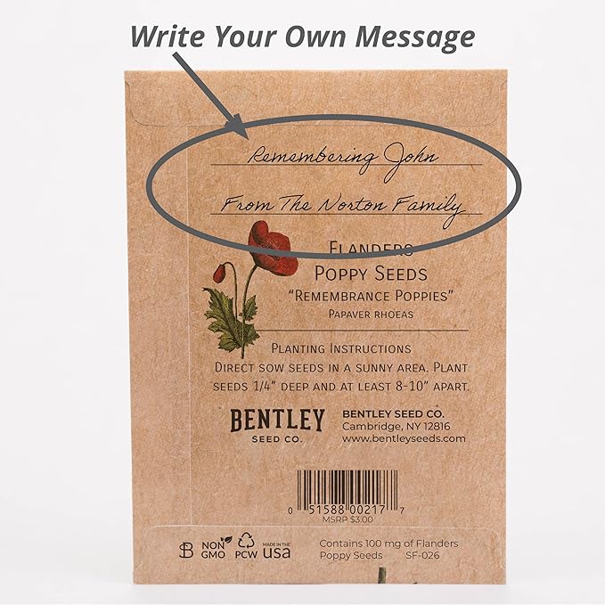 Bentley Seed Co. | Celebration of Life Funeral Favors for Guests | Non-GMO, Non-Coated Flanders Poppy Seed Packets in Our Hearts Forever and Always | Sentimental Memorial Service Gift | Pack of 25