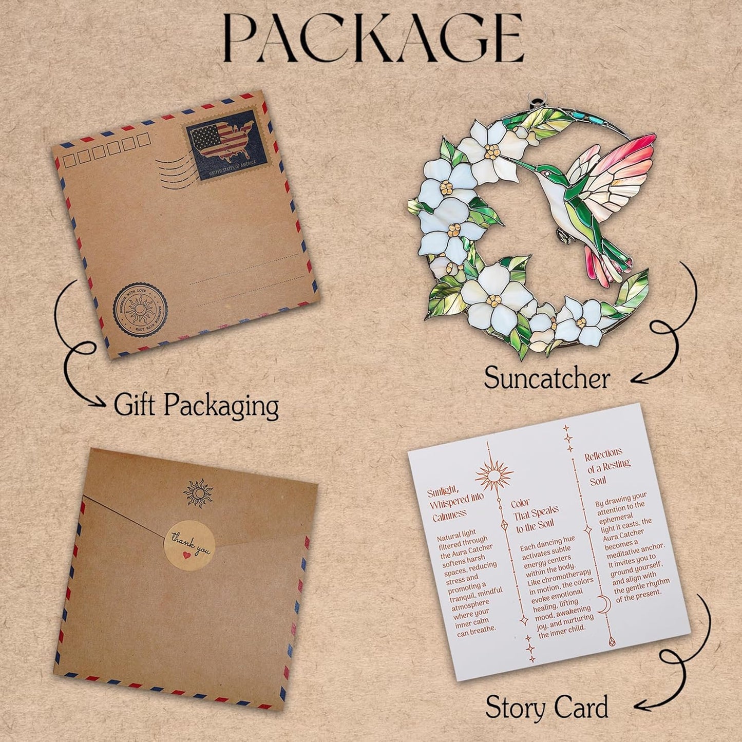 Hummingbird Crescent Moon Acrylic Suncatcher Stained Glass Effect Window Car Hanging Christmas Ornament Indoor Outdoor Decor Garden Sun Catcher Gift for Bird Lover for Women Mom Grandma