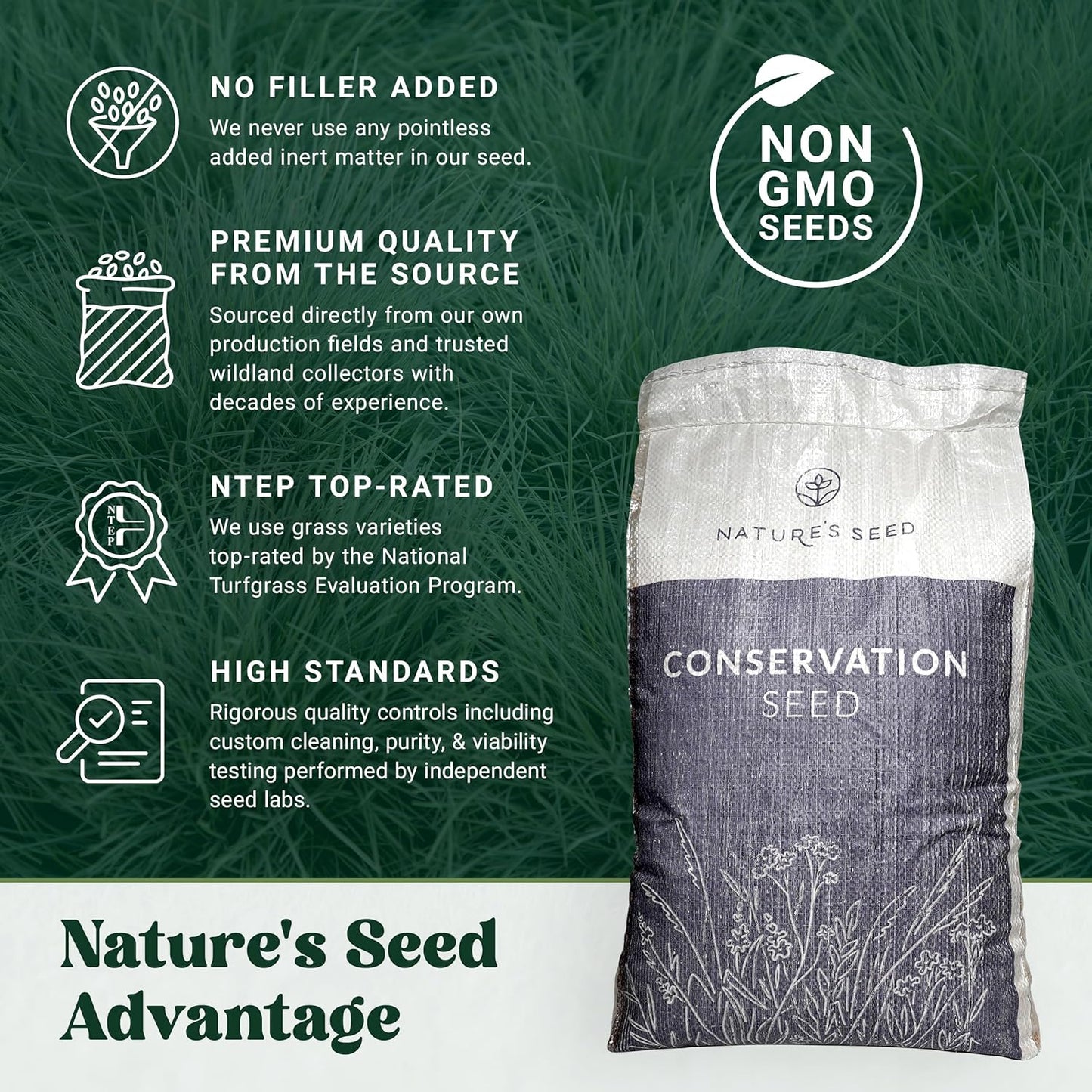 Nature’s Seed Sheep Fescue Grass Seed, Drought Tolerant, for Garden, Lawn, Yard, 5 Lbs