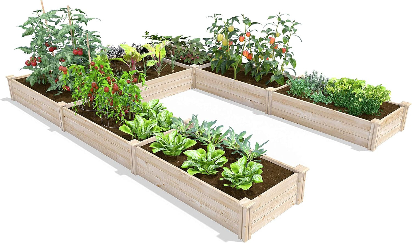 Greenes Fence Original Pine Raised Garden Bed, 8' x 12' x 10.5" U-Shaped Bed - Made in USA with American Pine