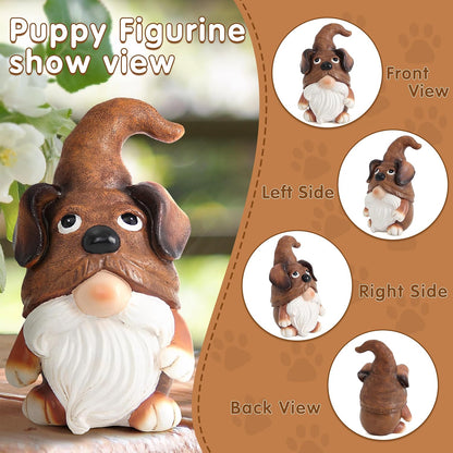 Puppy Gnome Decorations Outdoor Garden Dog Gnome Statue for Garden Decor, Front Porch Decor, Lawn, Patio Decor, Puppy Knome Nomes Gifts for Mom Grandma & Women