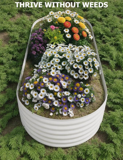 2 Pcs Raised Garden Beds Outdoor 8x4x1.5 ft - Galvanized Steel Planter Box for Vegetables, Flowers, Rust-Resistant Garden Box, Easy Assembly Raised Beds, Durable Planters for Outdoor Plants, Beige