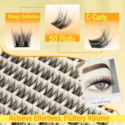12MM Lash Clusters Short Natural Eyelash Cluster 3D Fluffing Individual Lashes CC-Curly Cluster Eyelash Extensions 99Pcs Wispy Cluster Lashes for Daily Wear