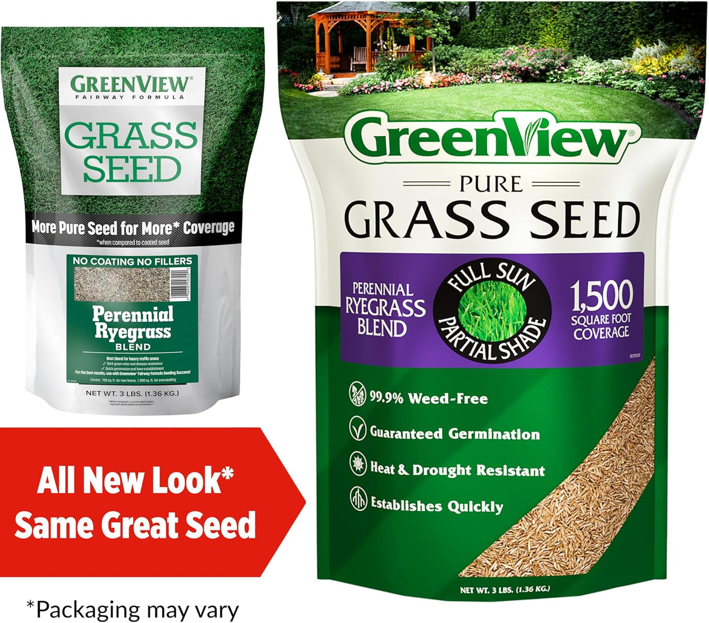 GreenView Pure Grass Seed Perennial Ryegrass Blend, 3 lb. Bag – Covers up to 1,500 sq. ft.