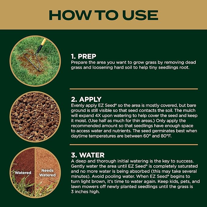 Scotts EZ Seed Patch & Repair Southern Gold Blend for Tall Fescue Lawns, Mulch, Grass Seed and Fertilizer for Bare Spots and Repair, Bred for The South, 10 lbs.