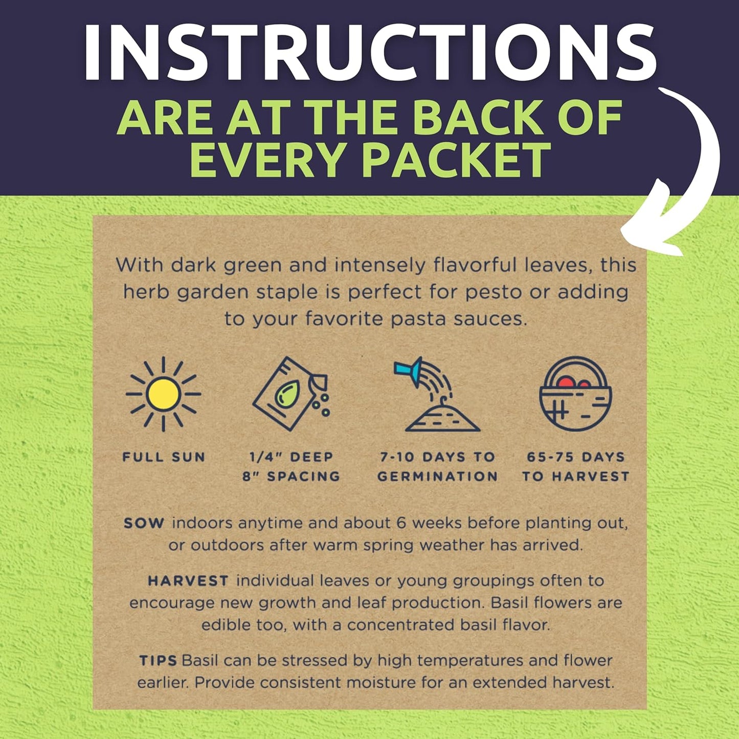 Organic Basil Seeds Variety Pack - 8 Individual Packs - 2025 Season - Genovese, Thai, Lemon, Greek, Cinnamon and More! for Indoor & Outdoor Planting (Non-GMO, Certified Organic)