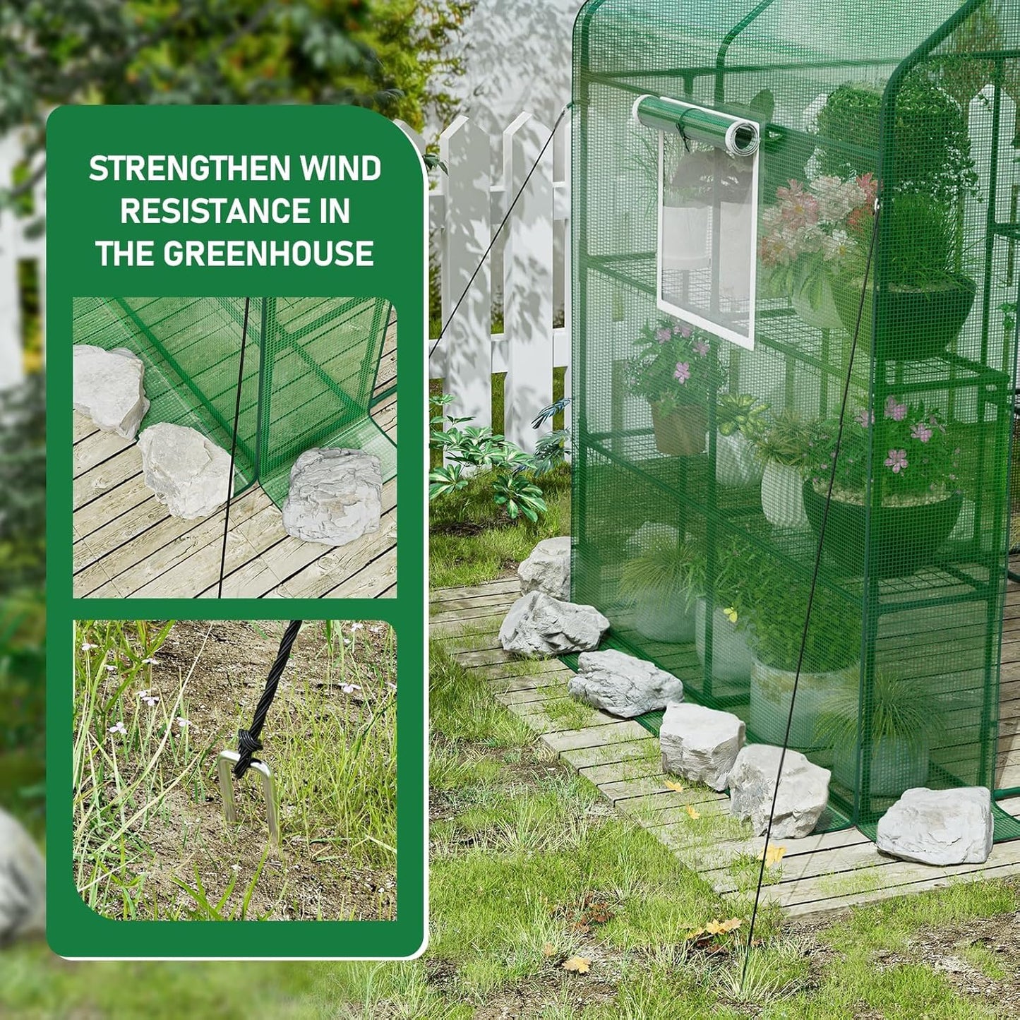 SPECILITE 56×56×78Inch Walk-in Greenhouse, Heavy Duty Small Plant House with Thicken PE Cover and Steel Frame, for Garden, Outdoors, Indoors, Green