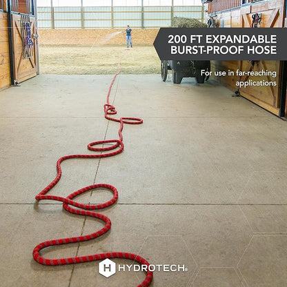 HydroTech 200 ft Expandable Garden Hose - Pro Series, 2x Max Flow, 3/4" No-Kink Flexibility, Lightweight Hose for Lawn, Garden, Car Washing, Deck and Patio Cleaning
