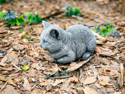 OLOMA Little KITTY19 lb. Cat Statue, Concrete Pet Statues, Concrete Statues of Cats, Garden Cats, Animal Memorial Marker, Painted Kitten Nappy Cat Statue Kitty Figurine, Gray