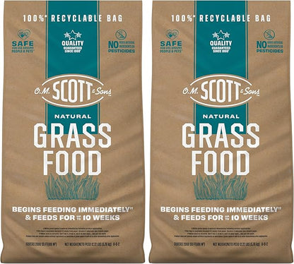 O.M. Scott and Sons Natural Grass Food, Food for Lawns, Fertilizes for up to 10 Weeks, Covers up to 2,000 sq. ft., 12.72 lbs., 2-Pack