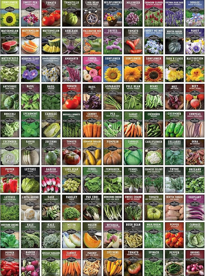 Survival Seed Vault – 100 Heirloom Vegetable Seeds for Planting | Non-GMO Farmer Collection for Indoor & Outdoor Gardening, Victory Garden, Long-Term Storage