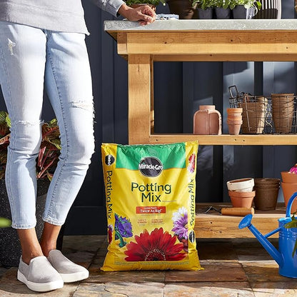 Miracle-Gro Potting Mix, For Container Plants, Flowers, Vegetables, Annuals, Perennials, Shrubs, Feeds for up to 6 Months, 16. qt., 2-Pack