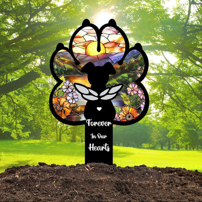 Angel Dog Suncatcher Pet Loss Gift – 12in Paw-Shaped Metal Grave Marker, Weatherproof Dog Memorial Plaque for Garden or Indoor Display, Remembrance Gift for Loss of Beloved Pet