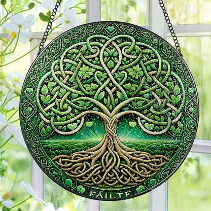 Stained Glass Window Hanging, Pauyadu Tree of Life Sun Catchers, Stained Glass Suncatcher, Tree of Life Decor Gifts for Women, Men, Wife, Lovers, Couple and Friend - 8 Inch