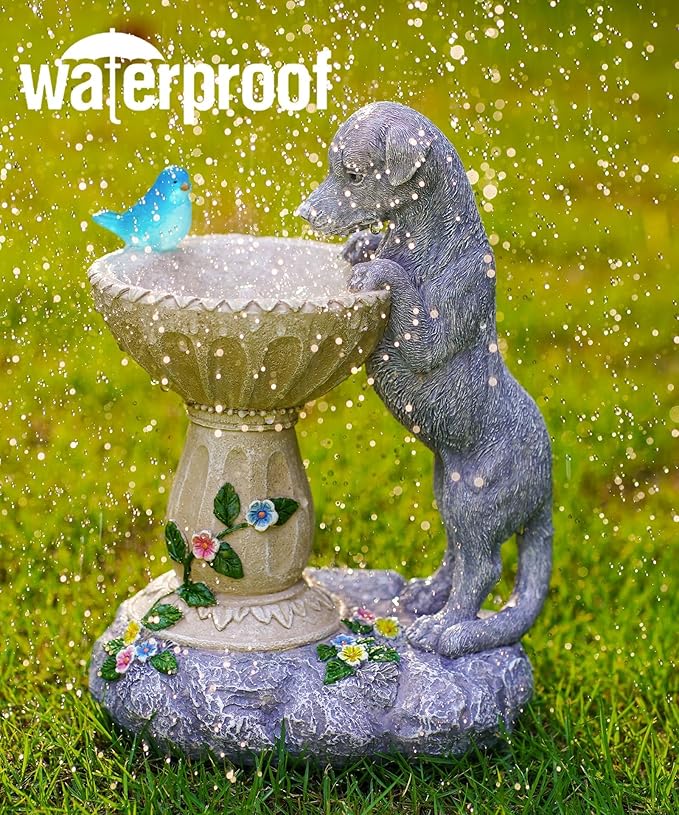 Dachshund Dog Statues for Bird Bath: Outdoor Sculptures for Garden Lawn Patio Yard Balcony Porch - Unique Gifts for Mother Grandma Women