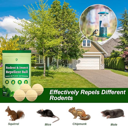 Rodent and Insect Repellent Balls, Rats and Squirrel Repellent for Indoor and Outdoor, Peppermint to Repel Rats and Mice, Mouse and Rodent Deterrent for House, Garden, 12 Packs