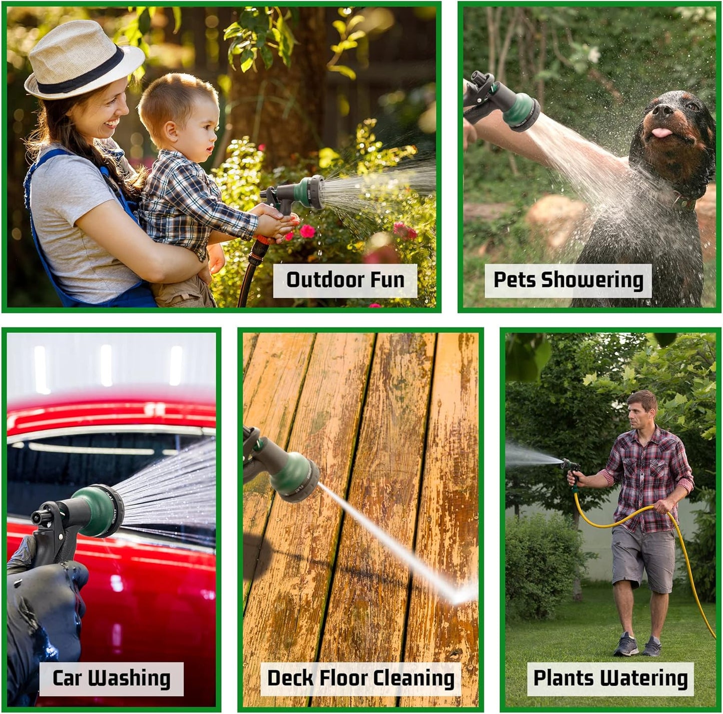 NEXCOVER Hose Nozzle 2PK, Garden Hose Nozzle with 7 Adjustable Watering Patterns, ABS Hose Nozzle Sprayer, Non-Slip Water Spray Nozzle for Watering Plants & Lawns, Cleaning, Washing Pets & Cars