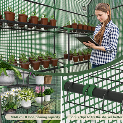 Greenhouse for Outdoors, Small Greenhouse, Walk-in Greenhouses with 3 Tiers 8 Shelves, PE Cover, Heavy Duty Plant Greenhouses for Garden and Backyard