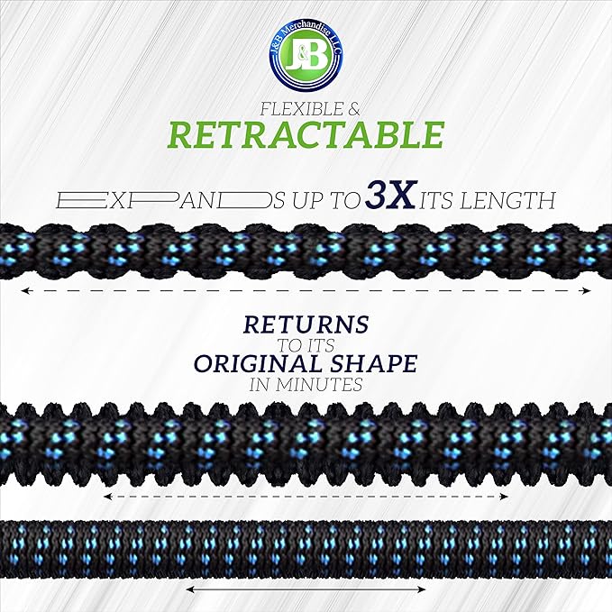 J&B XpandaHose 75ft Expandable Garden Hose with Holder - Heavy Duty Superior Strength 3750D - 4 -Layer Latex Core - Extra Strong Brass Connectors and 10 Spray Nozzle w/Storage Bag (Blue 75)