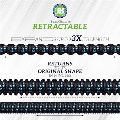 J&B XpandaHose 75ft Expandable Garden Hose with Holder - Heavy Duty Superior Strength 3750D - 4 -Layer Latex Core - Extra Strong Brass Connectors and 10 Spray Nozzle w/Storage Bag (Blue 75)