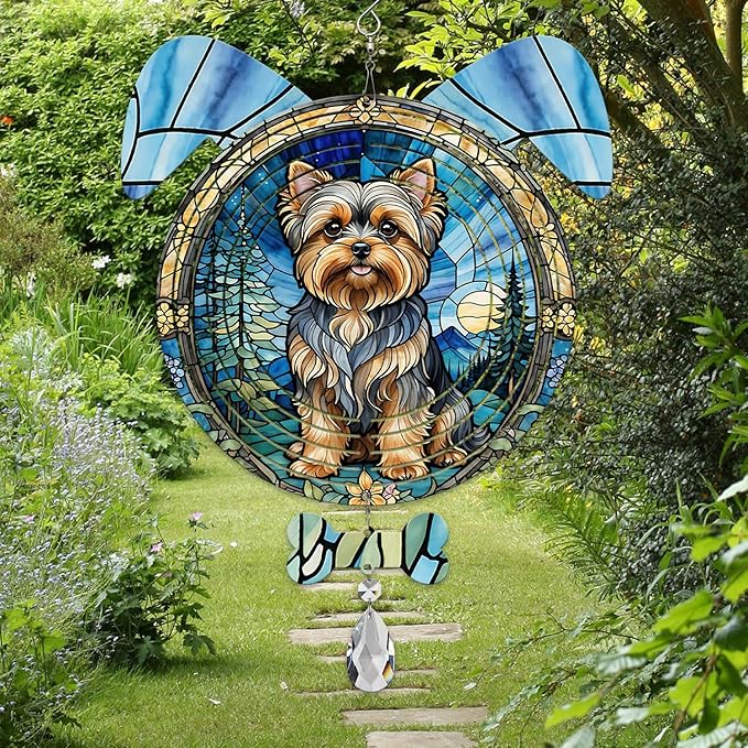 Yorkshire Terrier Dog Ears Wind Spinner, Yorkshire Terrier Wind Spinner Hanging for Yard and Garden (Yorkshire Terrier)