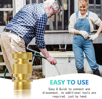 Heavy Duty Solid Brass Garden Hose Quick Connect Fittings, 6 Pack 3/4" With 20 Extra Washers, Male and Female Connectors