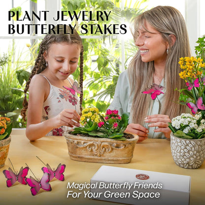 Handmade Butterfly Garden Stakes – Set of 7 Pink Decorative Butterflies Idea for Garden & Nature Lovers – Outdoor & Indoor Garden Decor – Air Aquarium Handmade by Kushner