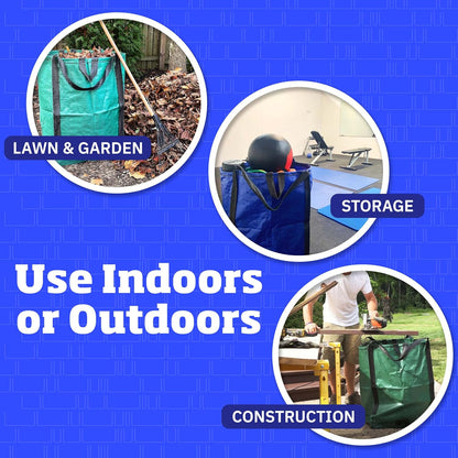 DURASACK Heavy Duty Home and Yard Bags 48-Gallon Reusable Self-Standing Lawn and Leaf Bags Garbage Can with Reinforced Handles, Blue