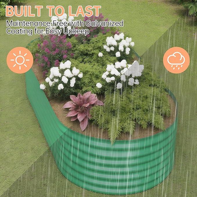 8x4x2 ft Galvanized Raised Garden Bed Outdoor, 24 in Tall Metal Planter Box for Flowers Herbs Vegetables, Rust-Resistant Raised Garden Beds for Gardening, Easy Assembly Outdoor Garden Box & Planters