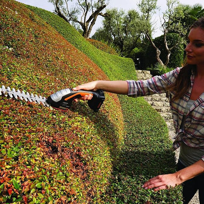 WORX WG801 20V 2 in 1 Cordless Hedge Trimmer, 4" Grass Shear & 8" Shrub Trimmer with 2 Blades, Battery & Charger Included