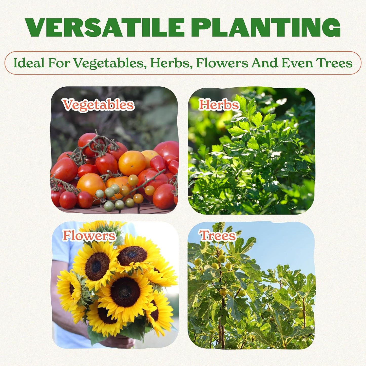 Epic Gardening 5 Pack 15 Gallon Grow Bags with Handles (Unlined) - Heavy Duty Fabric Pots for Vegetables, Herbs & Flowers - Breathable Cloth Planters for Indoor & Outdoor Gardening, Moisture Retaining