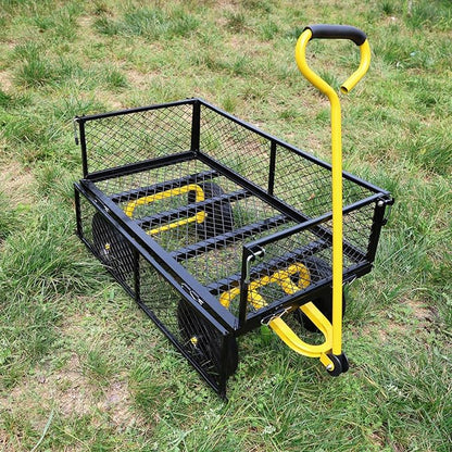 Wagon with Removable Sides - Farm, Warehouse & Garden Dump Cart - Solid Yellow+Black Wheels