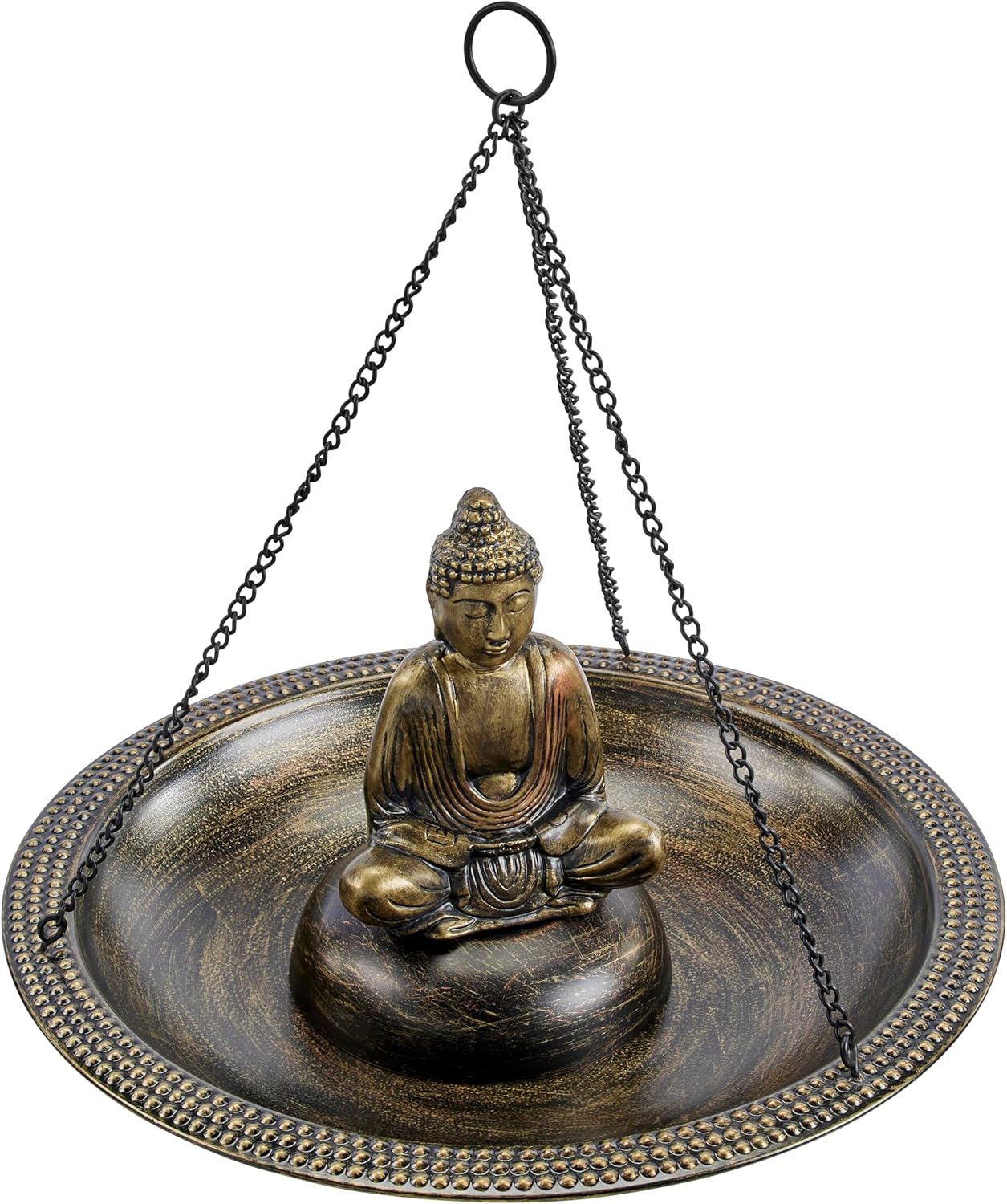 Good Directions BBH18-1 18" Hanging Bird Bath, Large, Aged Brass w Buddha