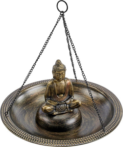 Good Directions BBH18-1 18" Hanging Bird Bath, Large, Aged Brass w Buddha