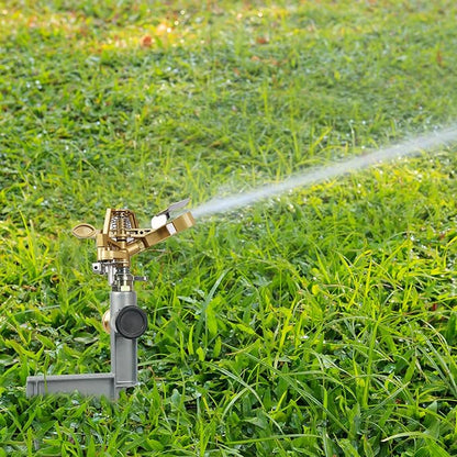 2 Pack Zinc Alloy Impact Sprinklers for Yard, Pulsating Water Sprinkler Head on Spike Base, Adjustable Water Sprinklers for Large Area Patio Lawn Garden Irrigation