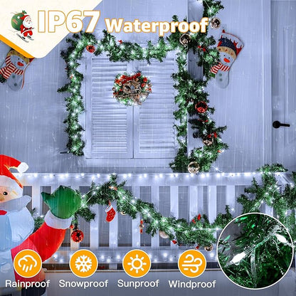 Ollny Outdoor Christmas Lights 1000LED 328FT, Cool White Fairy Lights IP67 Waterproof, Plug in String Light with Remote 8 Modes Timer, Xmas Light for Outside Indoor House Tree Decorations