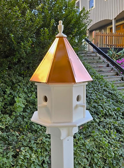 Amish Handmade Birdhouse with Copper Roof, Bird Watching (Copper Roof, 4 Compartments)
