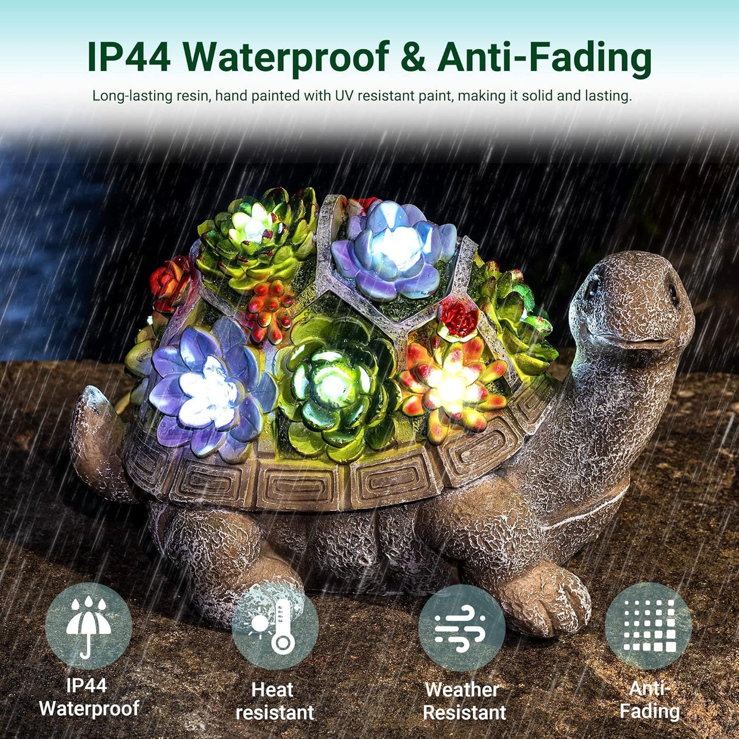 GIGALUMI 11.5 Inch Solar Garden Statues Turtle Figurine Lights for Outside Garden Decor, Yard Decorations Outdoor Housewarming Gifts for Mom, Women for Mothers Day